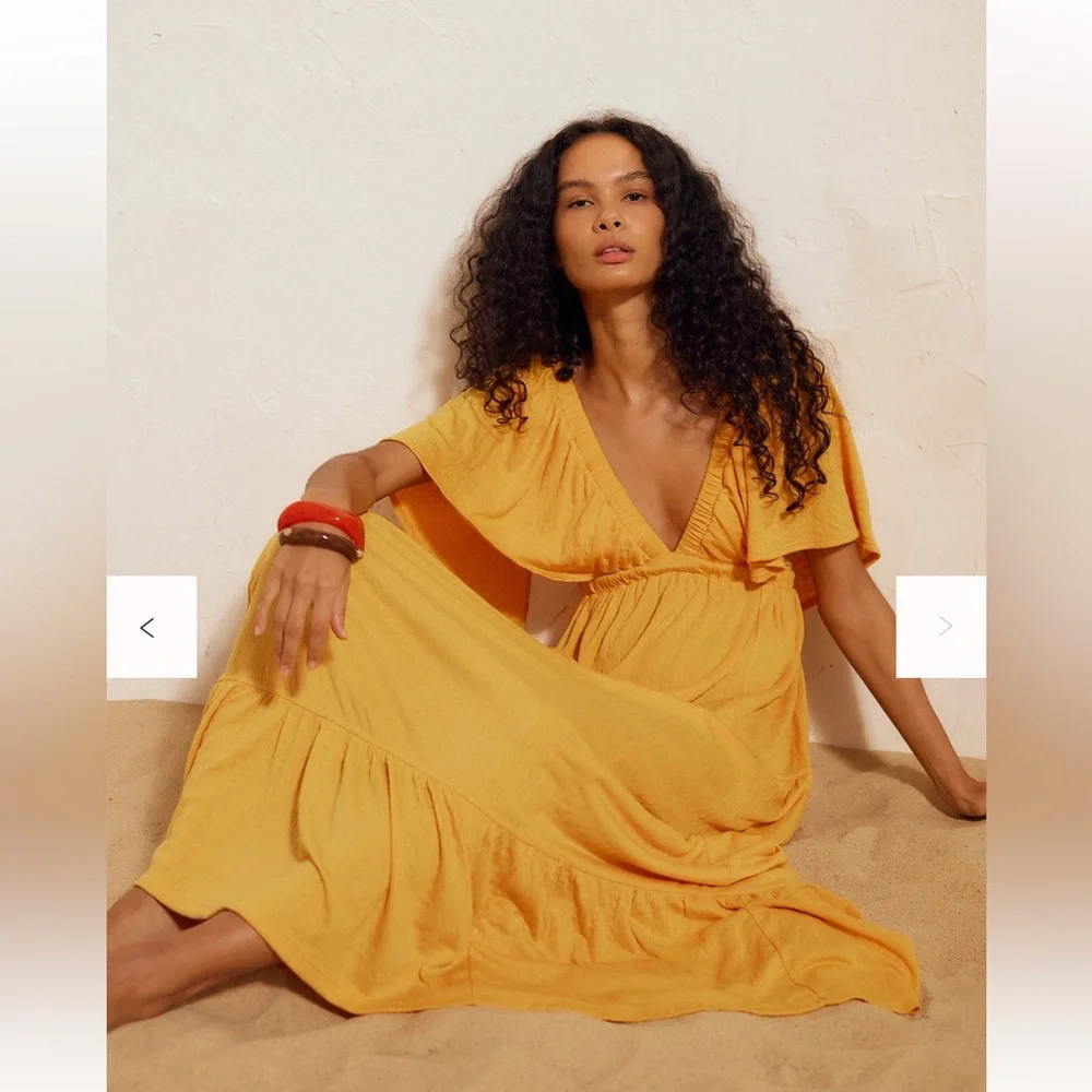 Free People Dress La La Maxi Dress in Golden Pollen XS - Picture 3 of 14